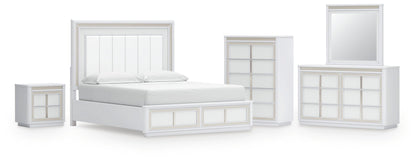 Chalanna California  Upholstered Storage Bed, Dresser, Mirror, Chest And Nightstand
