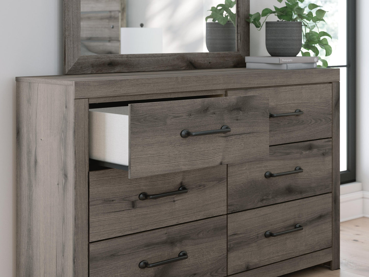 Urbanoore  Panel Storage Bed, Dresser And Mirror