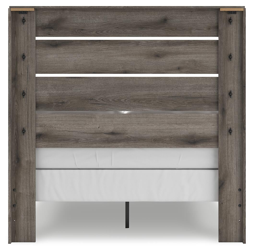Graystorm  Panel Bed, Dresser, Mirror, Chest And Nightstand