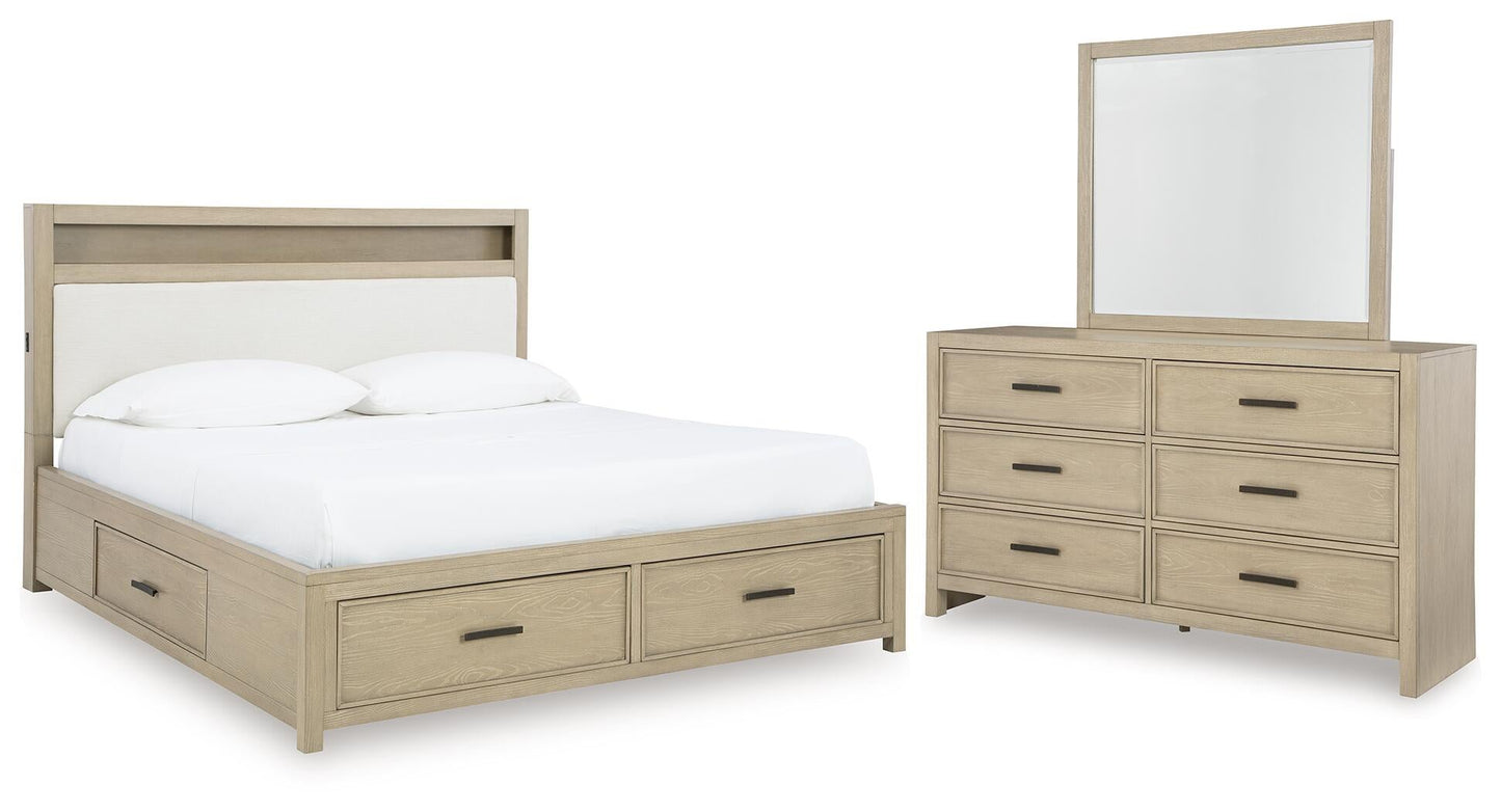 Calmoro  Bookcase Bed With Mirrored Dresser