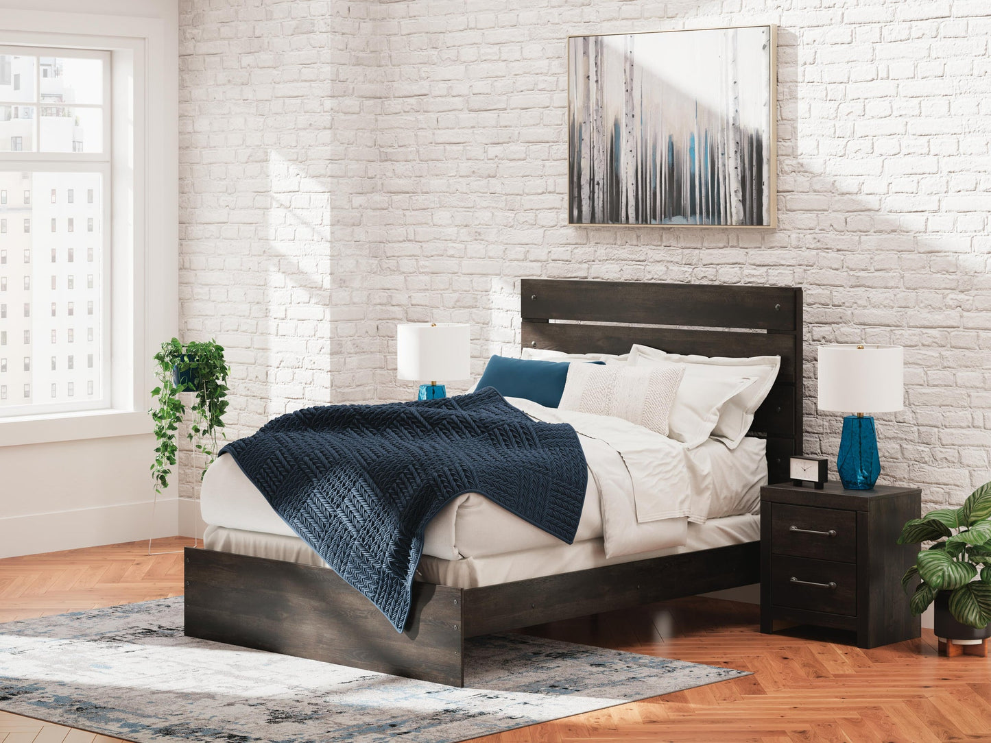 Hollivern  Panel Bed, Dresser, Mirror, Chest And Nightstand