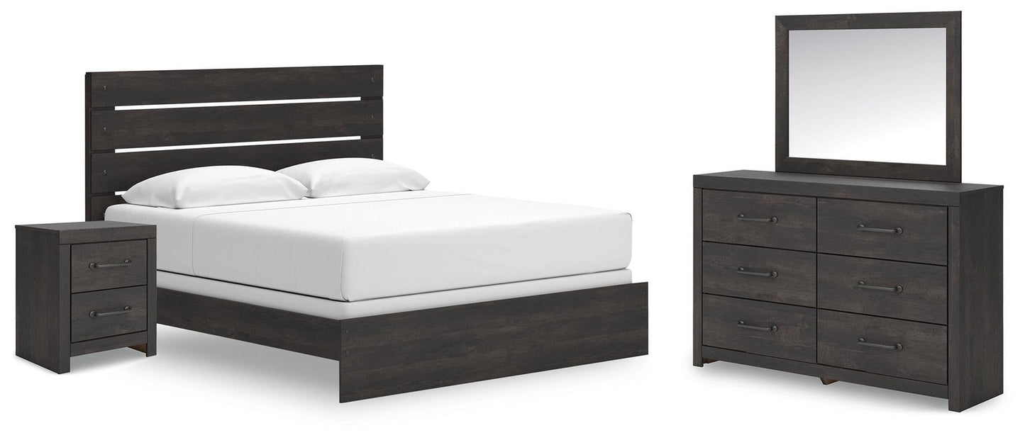 Delmorta  Panel Bed, Dresser, Mirror And Nightstand