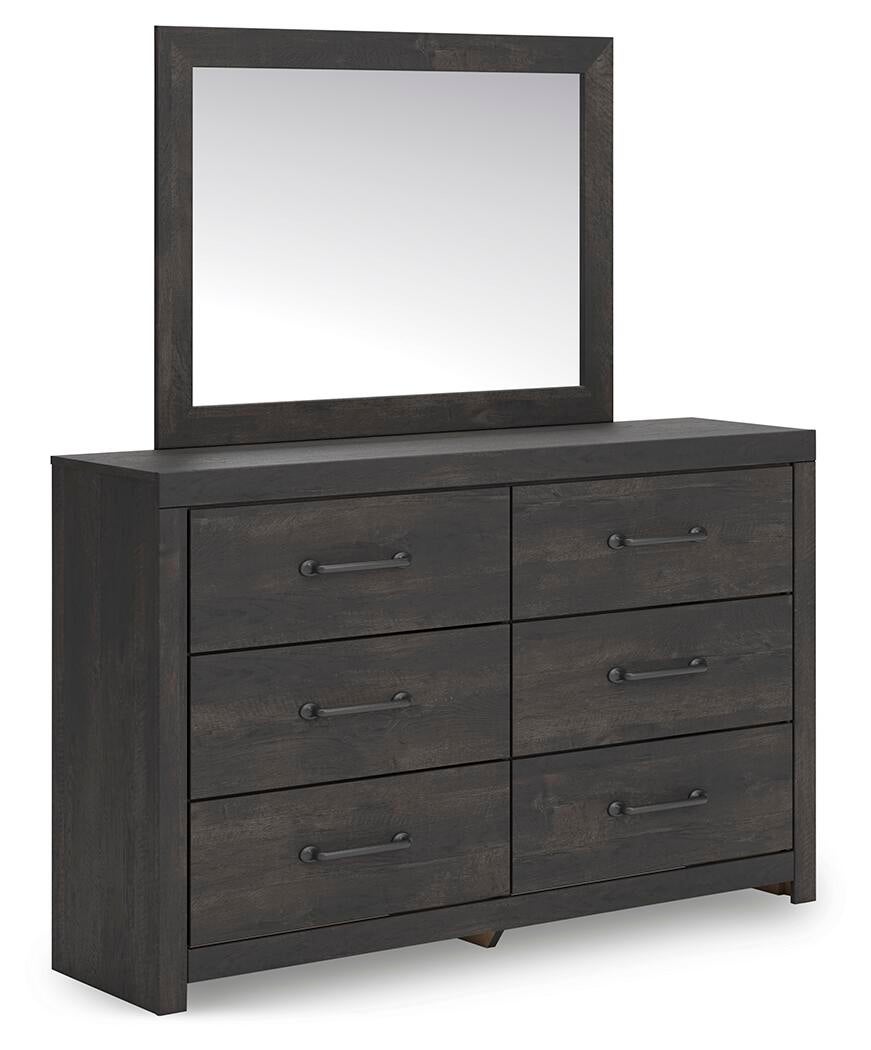 Delmorta  Panel Bed, Dresser, Mirror And Nightstand