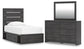 Delmorta  Panel Storage Bed, Dresser And Mirror