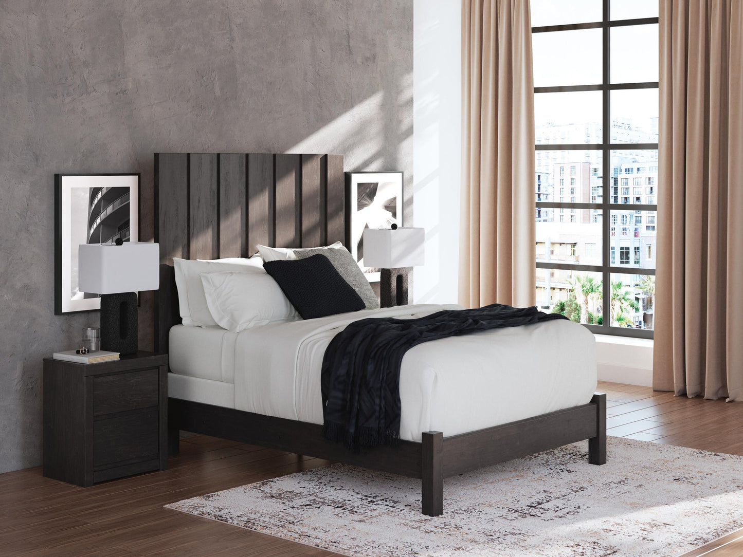Parlayon  Panel Bed, Dresser And Mirror