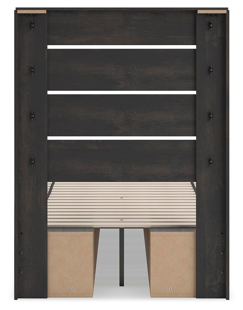 Hollivern  Panel Bed With Storage, Dresser, Mirror, Chest And Nightstand