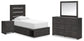 Delmorta  Panel Bed With Storage, Dresser, Mirror And Nightstand