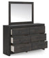 Delmorta  Panel Bed With Storage, Dresser, Mirror And Nightstand