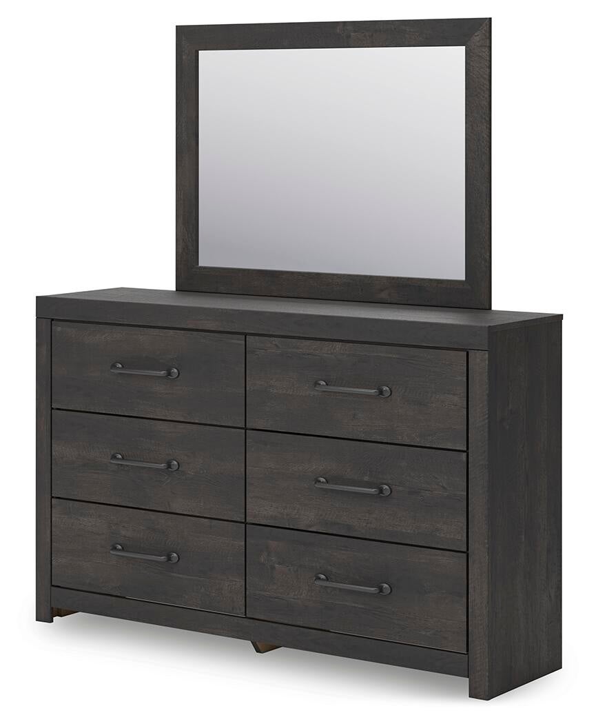 Delmorta  Panel Bed With Storage, Dresser, Mirror And Nightstand
