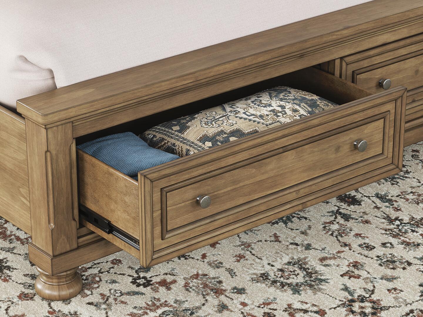 Feddinger  Storage Sleigh Bed With Mirrored Dresser