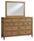 Sharlance  Upholstered Panel Bed, Dresser And Mirror