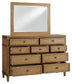 Sharlance California  Upholstered Panel Bed, Dresser And Mirror