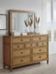 Sharlance California  Upholstered Panel Bed, Dresser And Mirror