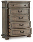 Ardenfield California  Upholstered Sleigh Bed, Dresser, Mirror, Chest And Nightstand