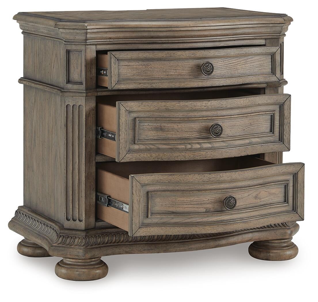 Ardenfield California  Upholstered Sleigh Bed, Dresser, Mirror, Chest And Nightstand