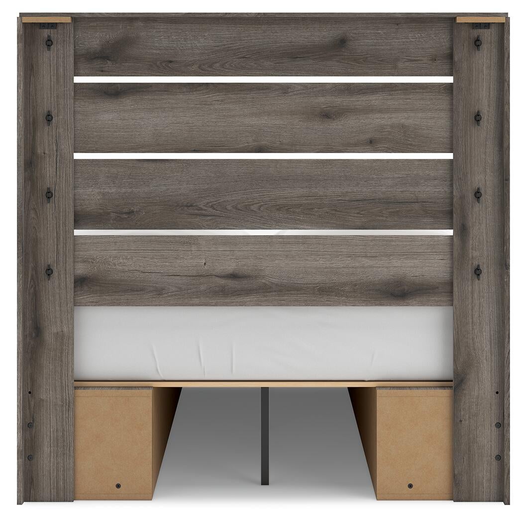 Graystorm  Panel Bed With Storage, Dresser And Mirror
