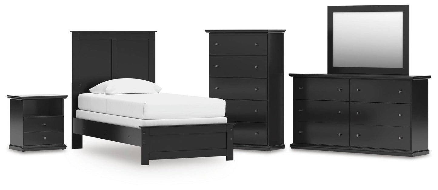 Maribel  Panel Bed, Dresser, Mirror, Chest And Nightstand