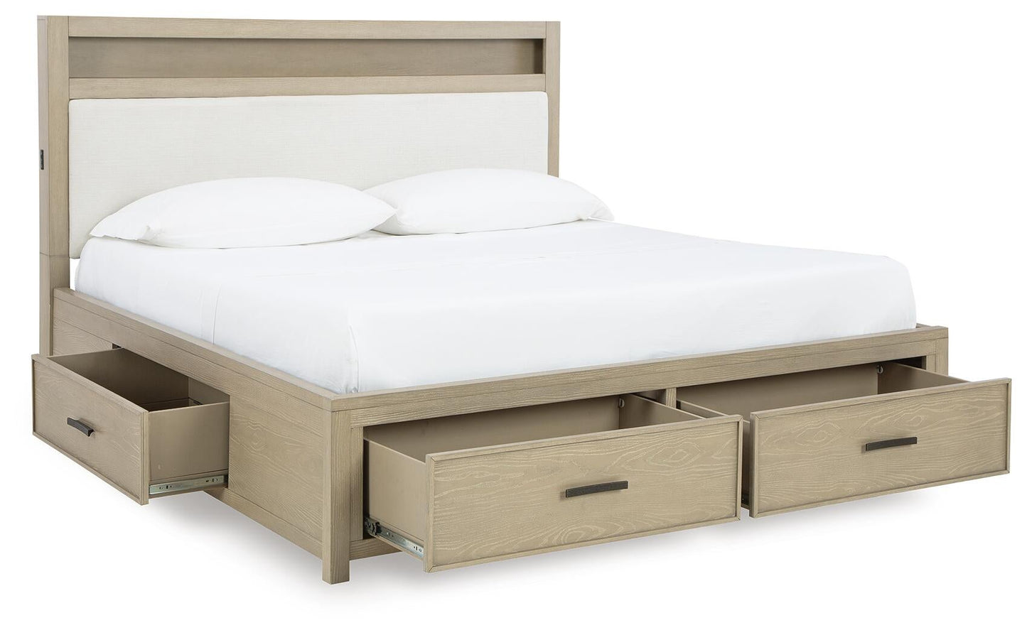 Calmoro California  Bookcase Bed With Mirrored Dresser And Nightstand