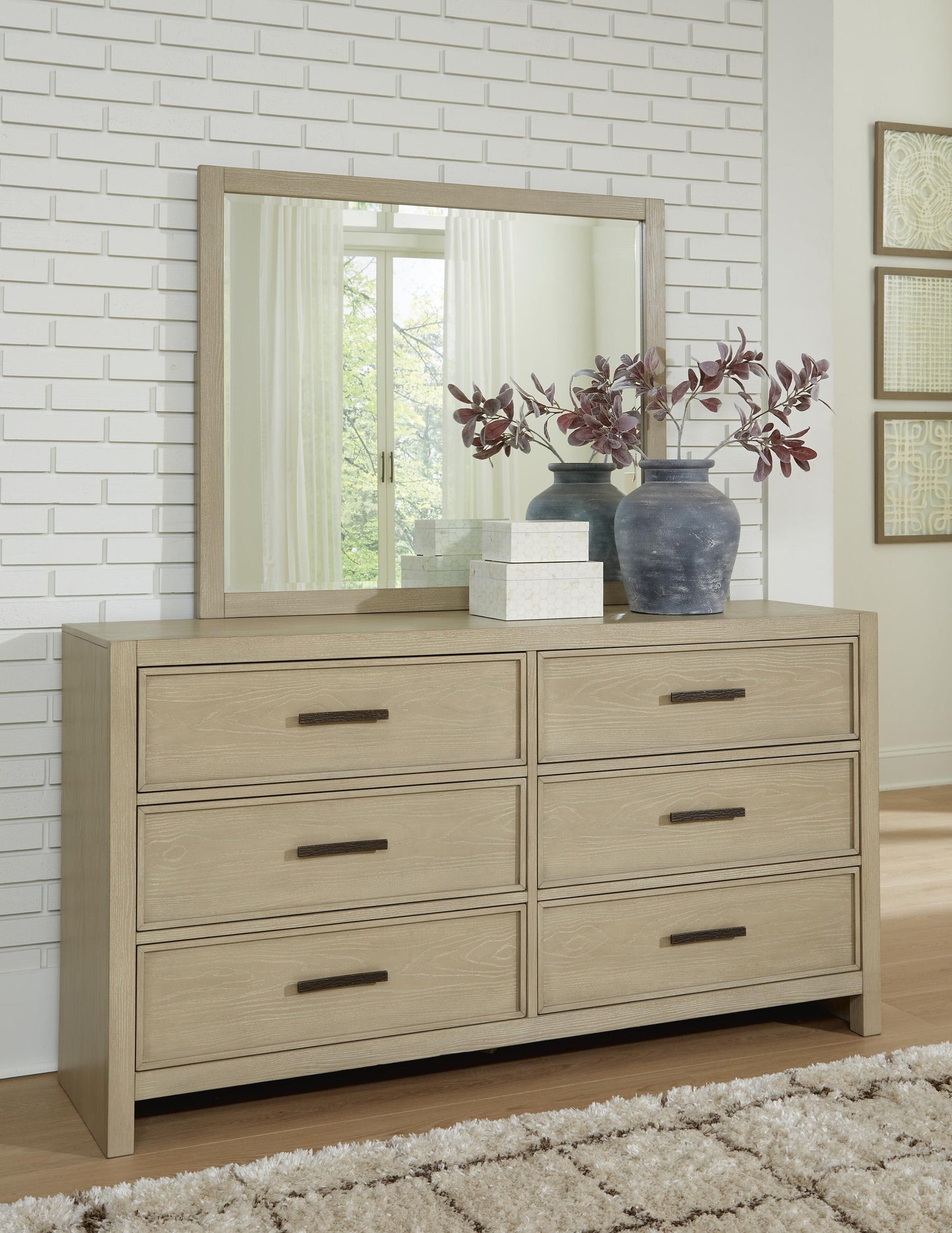 Calmoro California  Bookcase Bed With Mirrored Dresser And Nightstand