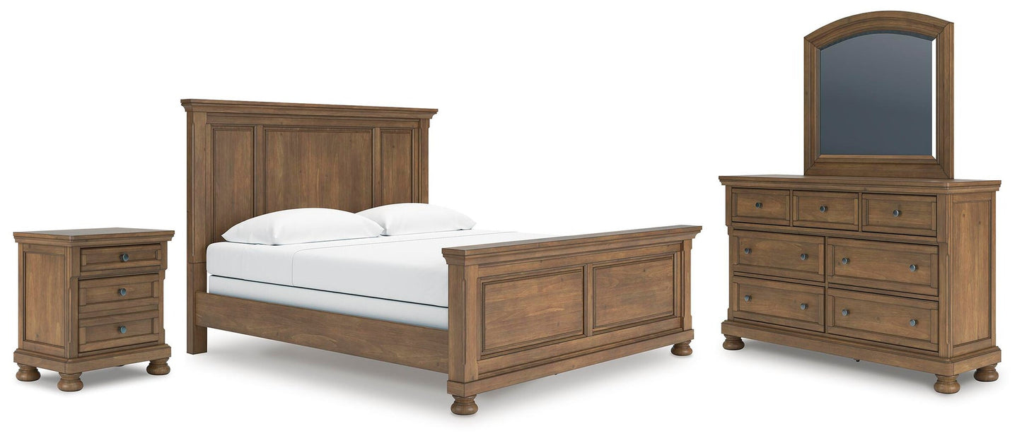 Vandenmore  Panel Bed With Mirrored Dresser And Nightstand
