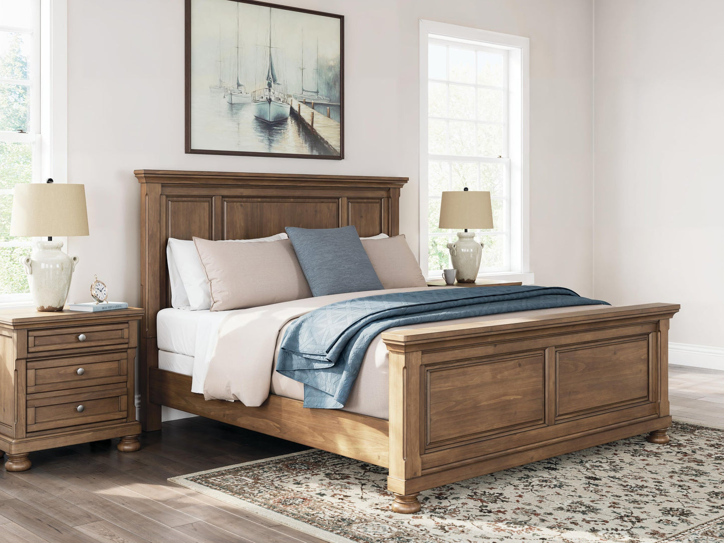 Vandenmore  Panel Bed With Mirrored Dresser And Nightstand