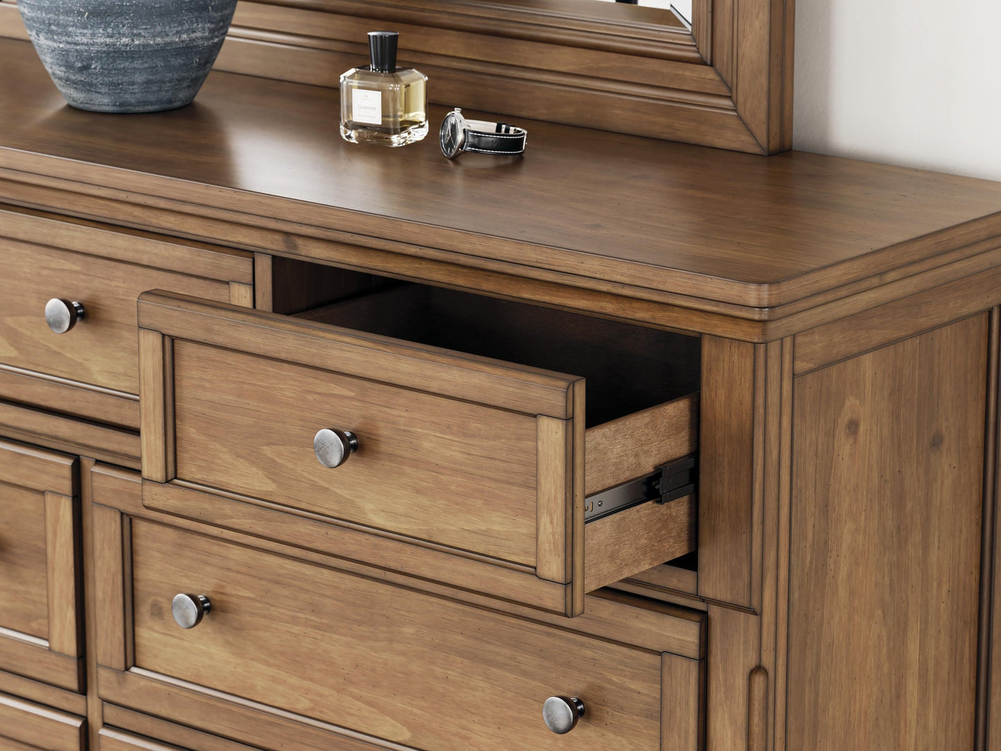 Vandenmore  Storage Sleigh Bed With Mirrored Dresser