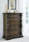 Maylee  Canopy Bed, Dresser, Mirror, Chest And Nightstand