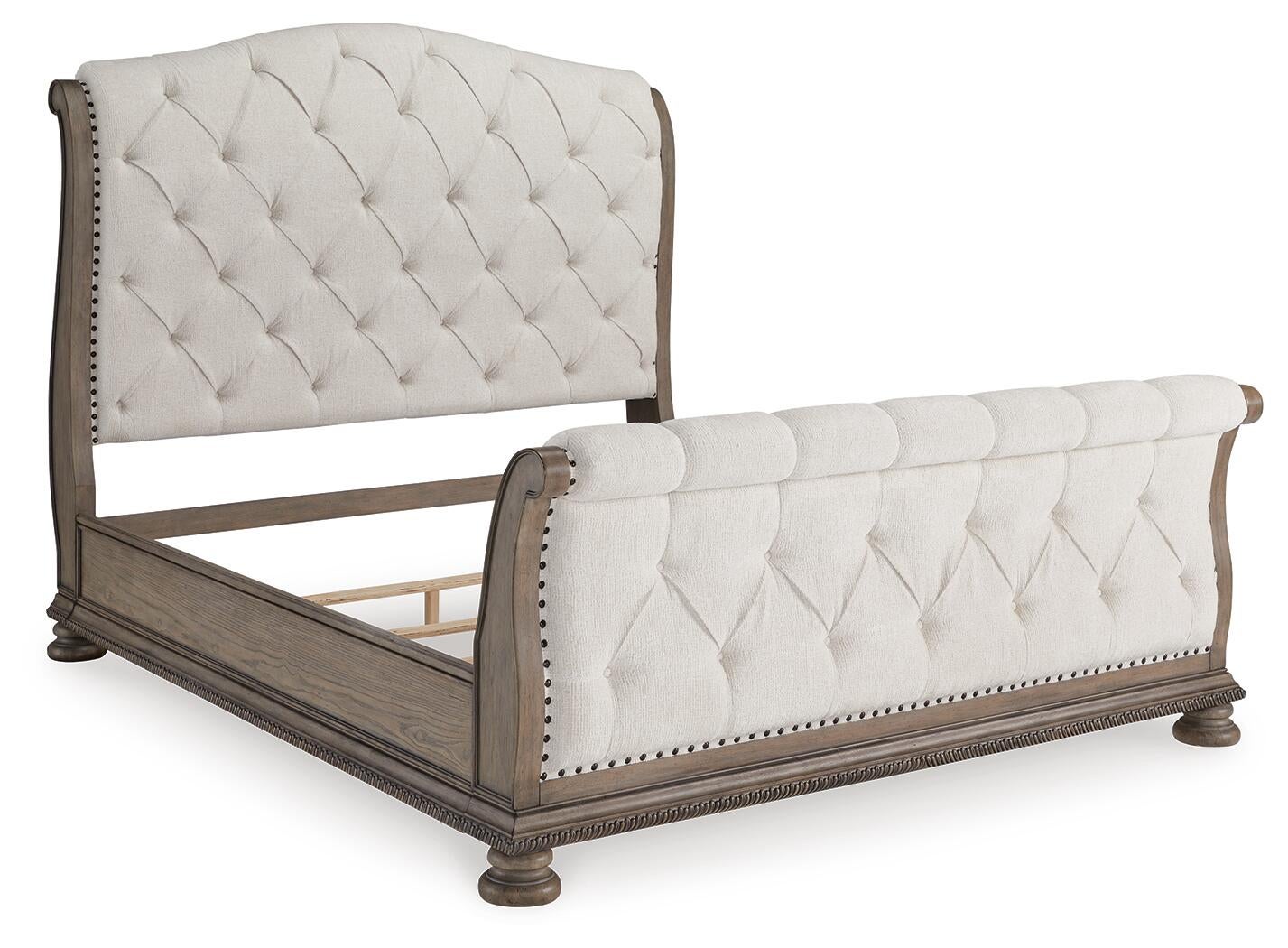 Ardenfield California  Upholstered Sleigh Bed, Dresser, Mirror And Nightstand