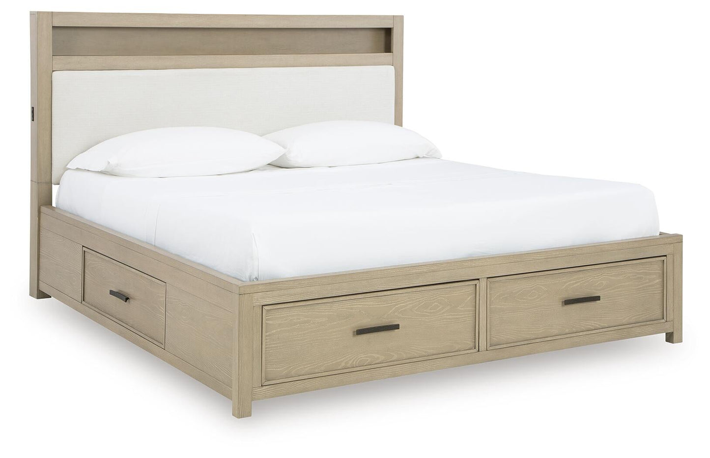 Calmoro  Bookcase Bed With Mirrored Dresser And Nightstand