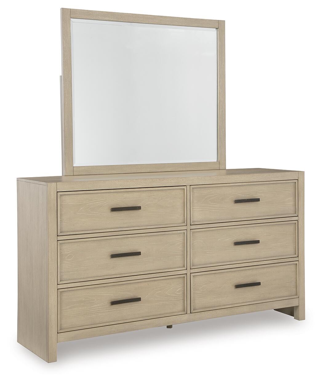 Calmoro  Bookcase Bed With Mirrored Dresser And Nightstand