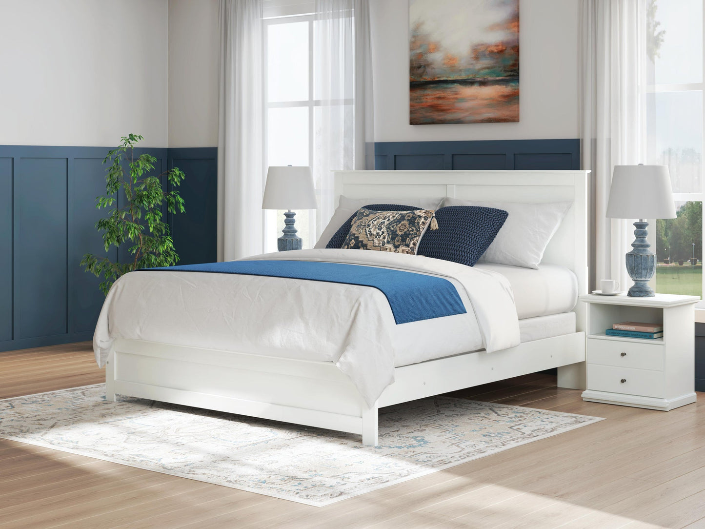 Bostwick Shoals  Panel Bed, Dresser, Mirror And Nightstand