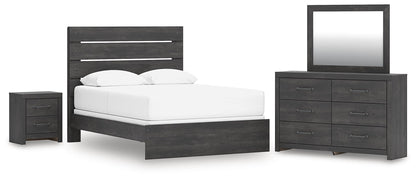 Hollivern  Panel Bed, Dresser, Mirror And Nightstand