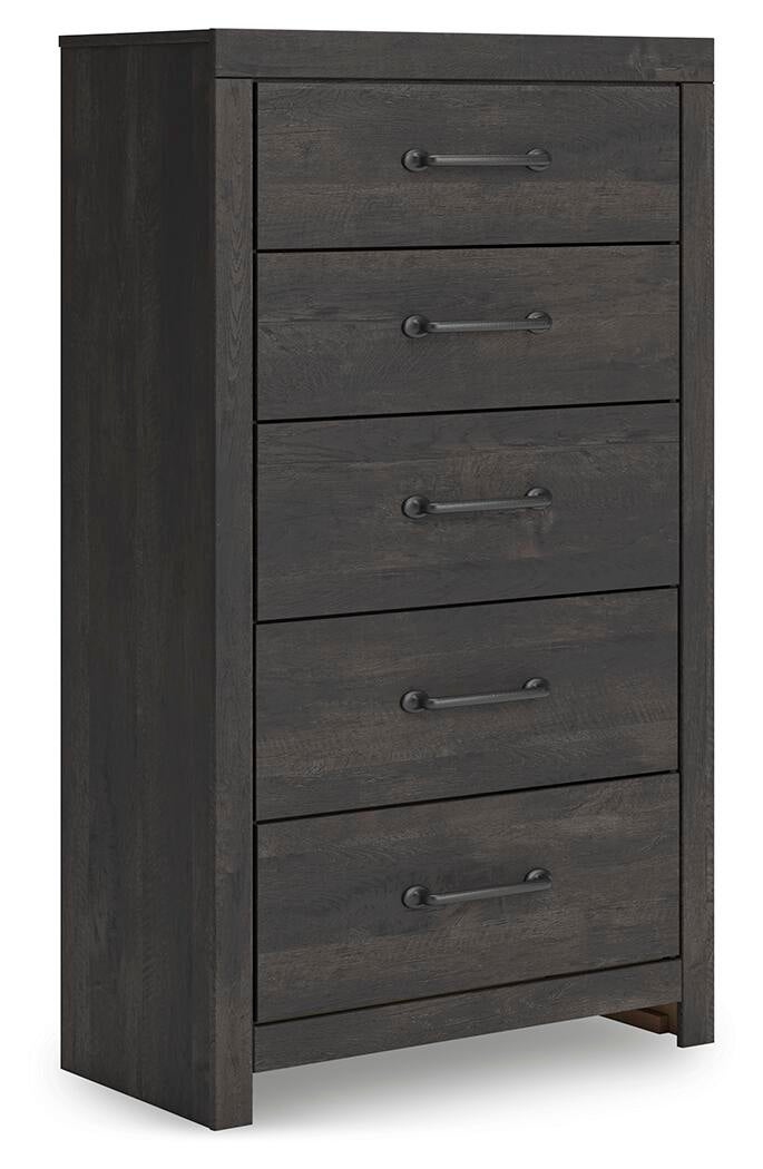 Hollivern  Panel Bed, Dresser, Mirror, Chest And Nightstand