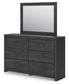 Delmorta  Panel Bed, Dresser And Mirror
