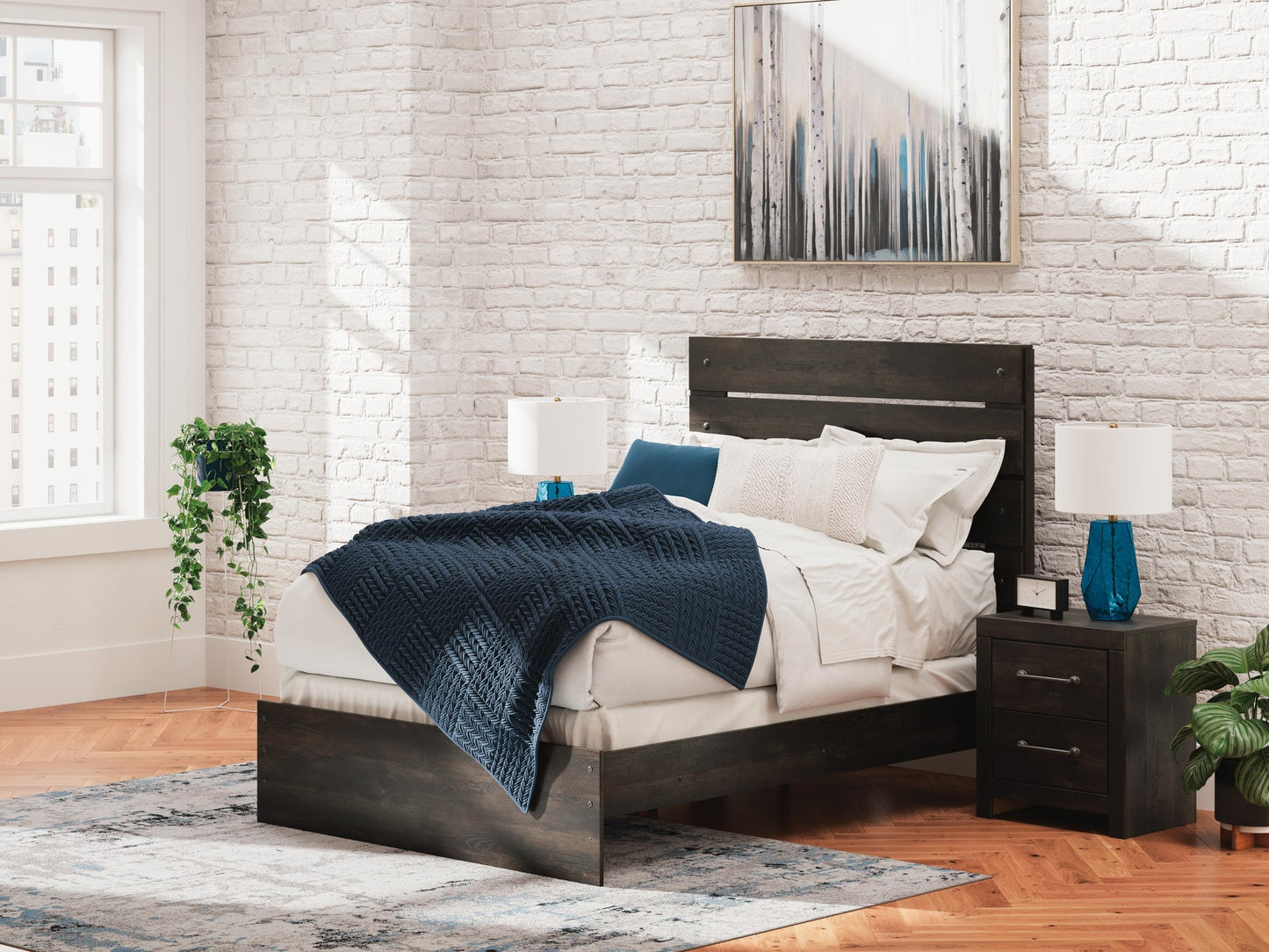 Delmorta  Panel Bed, Dresser And Mirror