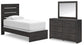Delmorta  Panel Bed, Dresser And Mirror