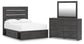 Delmorta  Panel Bed With Storage, Dresser And Mirror