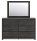 Delmorta  Panel Bed With Storage, Dresser And Mirror