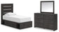 Delmorta  Panel Bed With Storage, Dresser And Mirror