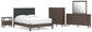 Cadmori  Upholstered Panel Platform Bed, Dresser, Mirror, Chest And Nightstand