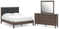 Cadmori  Upholstered Panel Platform Bed, Dresser And Mirror