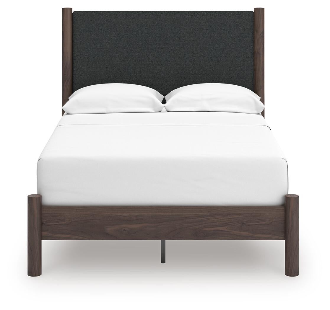 Cadmori  Upholstered Panel Platform Bed, Dresser, Mirror, Chest And Nightstand