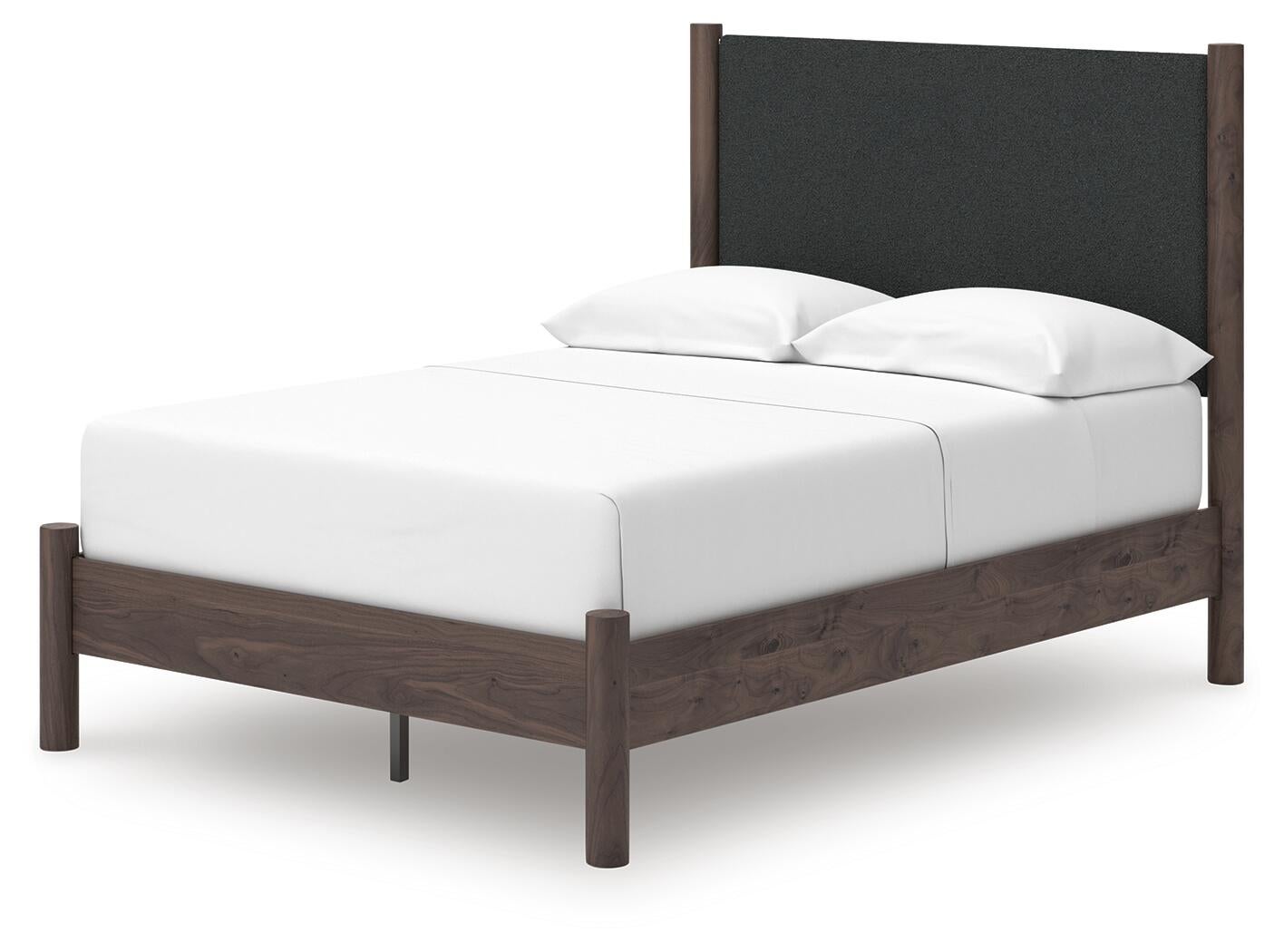 Cadmori  Upholstered Panel Platform Bed, Dresser, Mirror, Chest And Nightstand