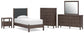 Cadmori  Upholstered Panel Platform Bed, Dresser, Mirror, Chest And Nightstand
