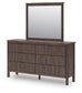 Cadmori  Upholstered Panel Platform Bed, Dresser, Mirror And Nightstand