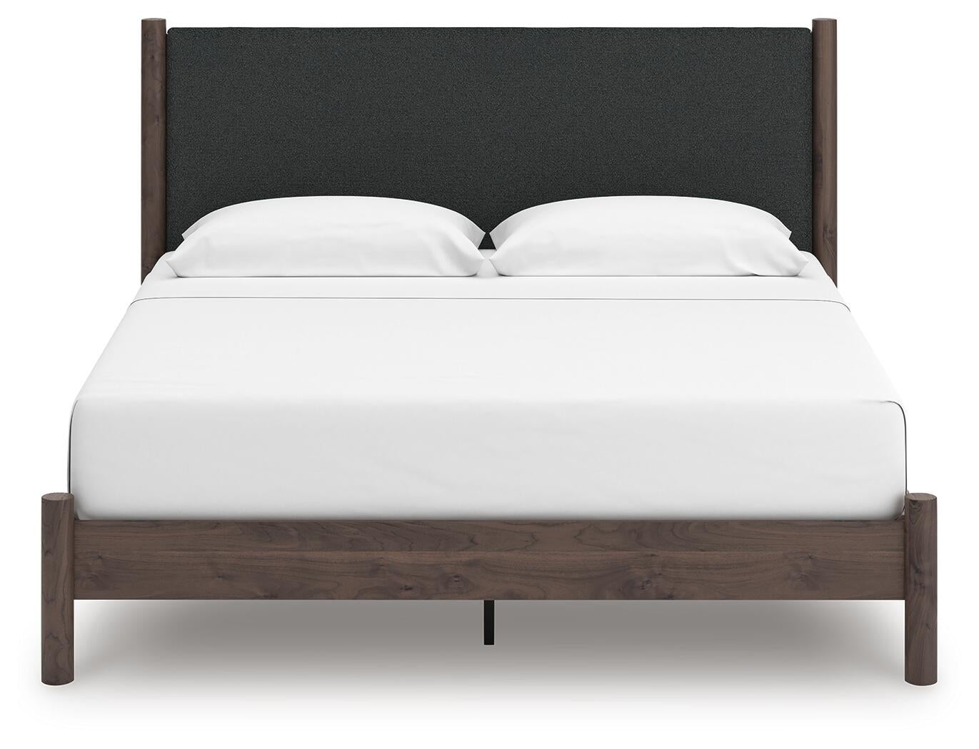 Cadmori  Upholstered Panel Platform Bed, Dresser, Mirror And Nightstand