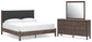 Cadmori  Upholstered Panel Platform Bed, Dresser And Mirror