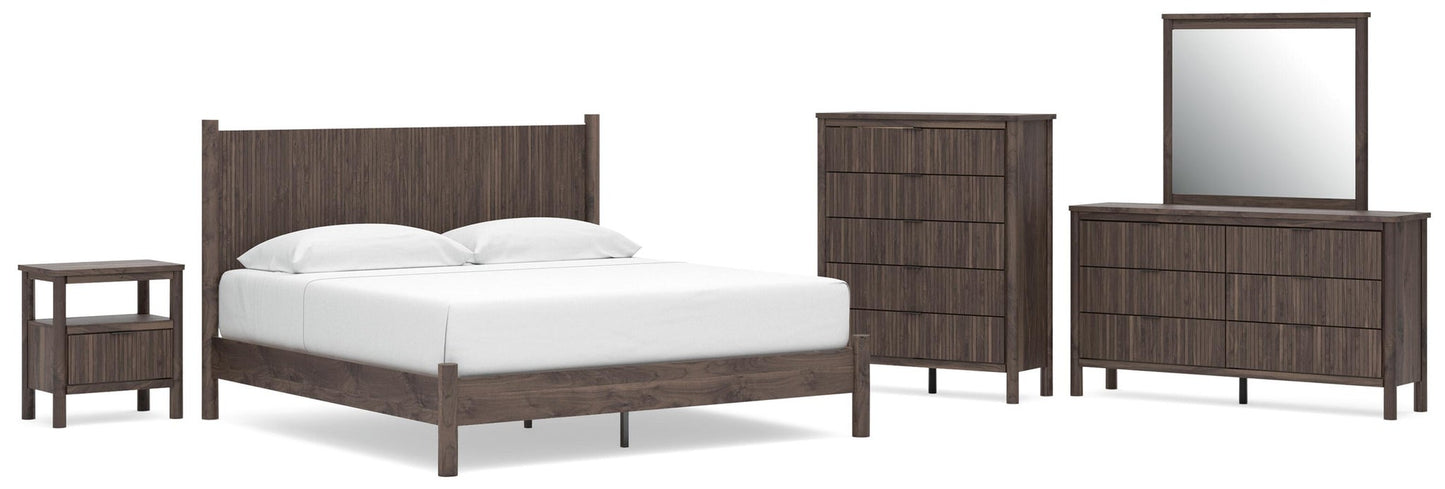 Cadmori  Panel Platform Bed, Dresser, Mirror, Chest And Nightstand