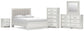 Birmonton  Upholstered Panel Bed, Dresser, Mirror, Chest And Nightstand