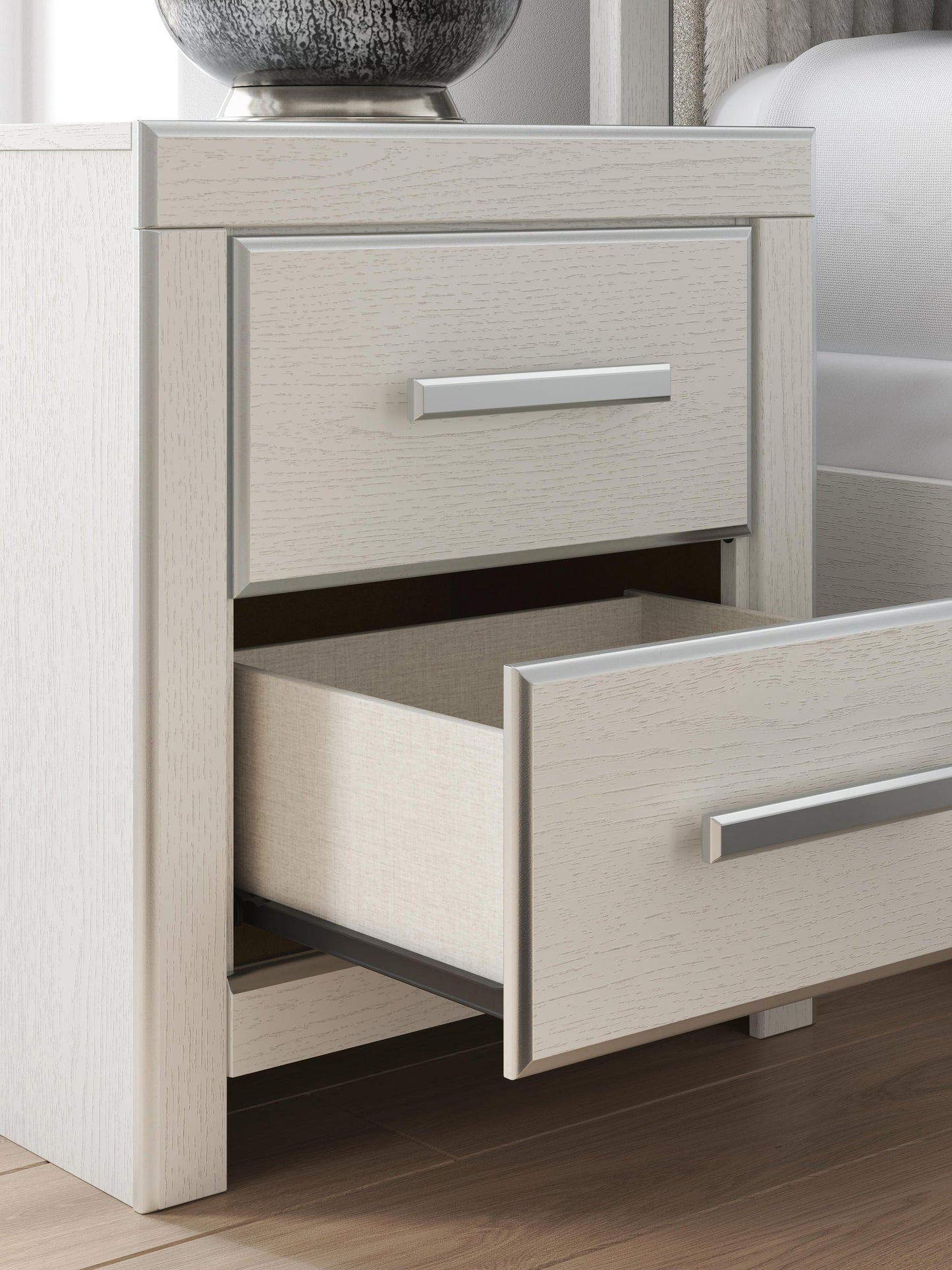 Birmonton  Upholstered Panel Bed, Dresser, Mirror, Chest And Nightstand